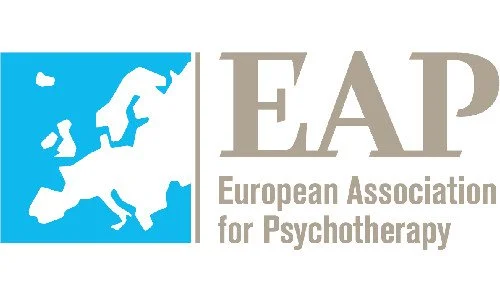 European Association for Psychotherapy logo with a blue map of Europe and the organization's name.