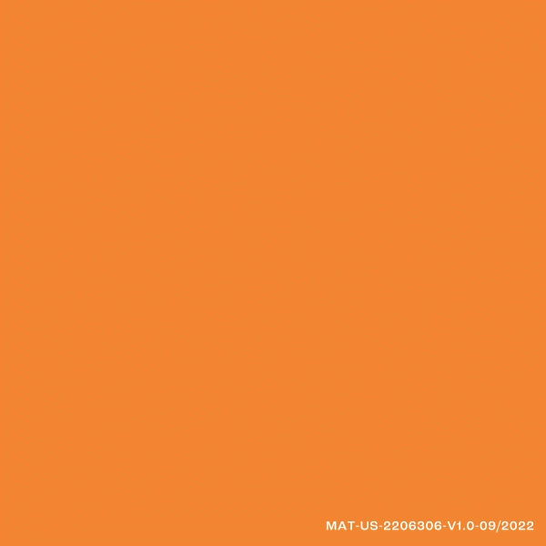 Solid orange background with a small white text at the bottom right corner.