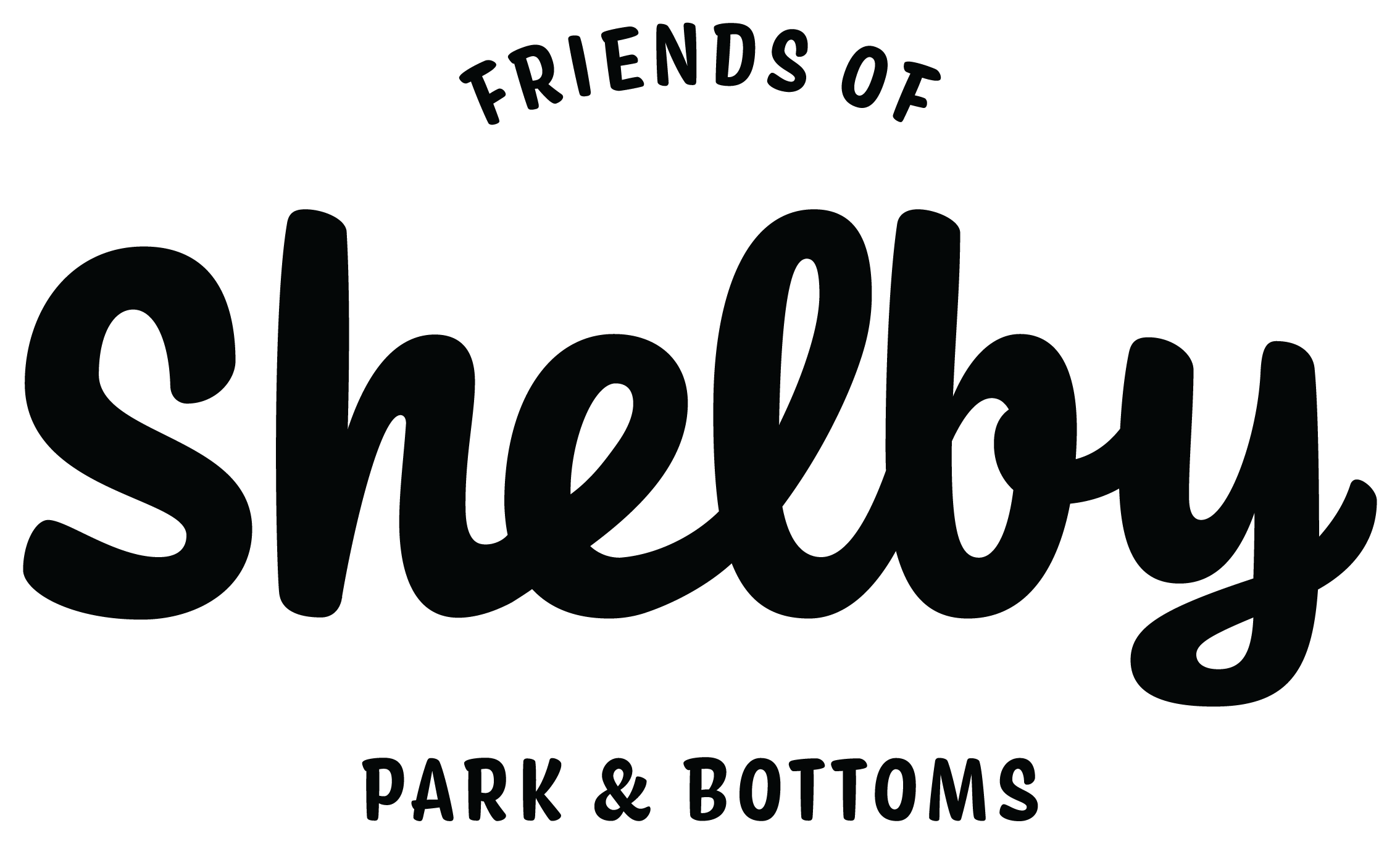 Black logo with cursive text that reads 'Friends of Shelley Park & Bottoms'