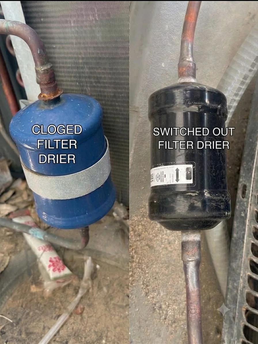 Side by side of old vs new filter dryer