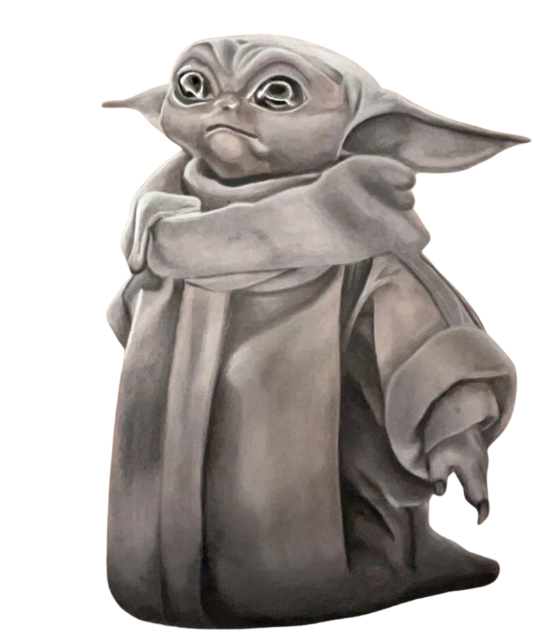 Charcoal Baby Yoda Art Print