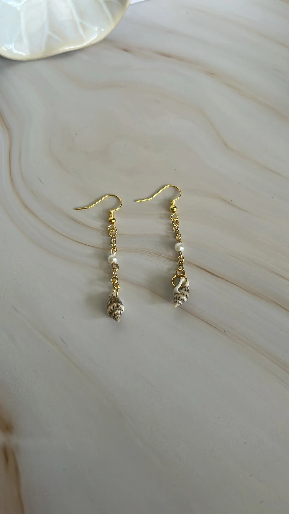 Seashell & Pearl Drop Earrings
