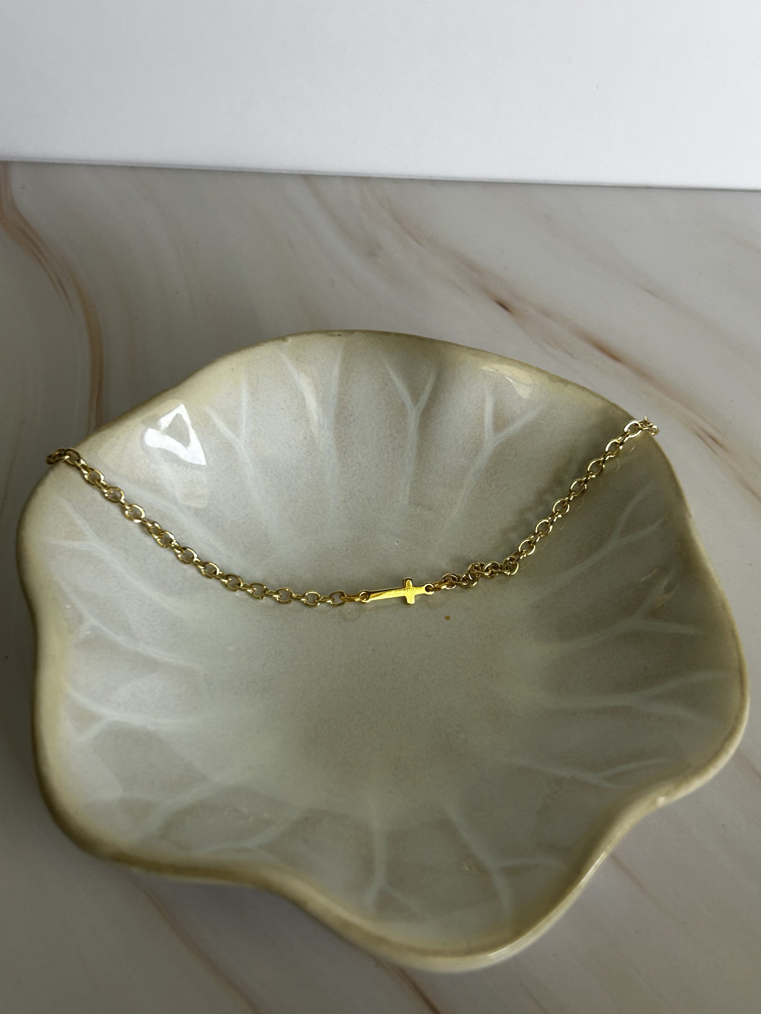 Sterling Gold Cross Bracelet