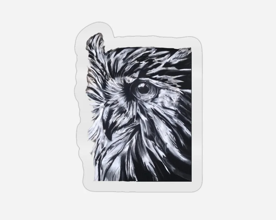 Charcoal Owl Sticker