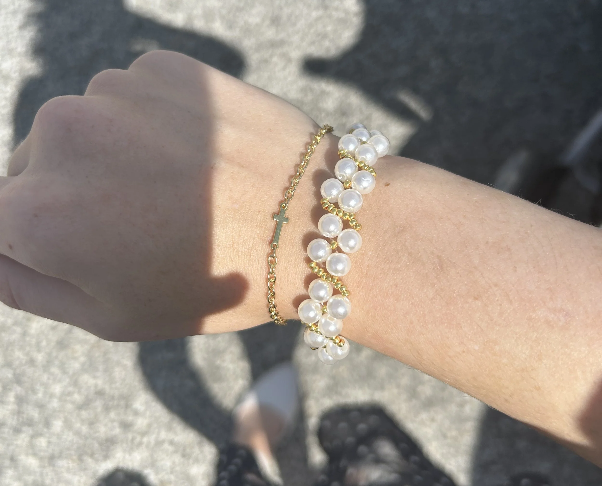 Double Bubble Bracelet & Cross