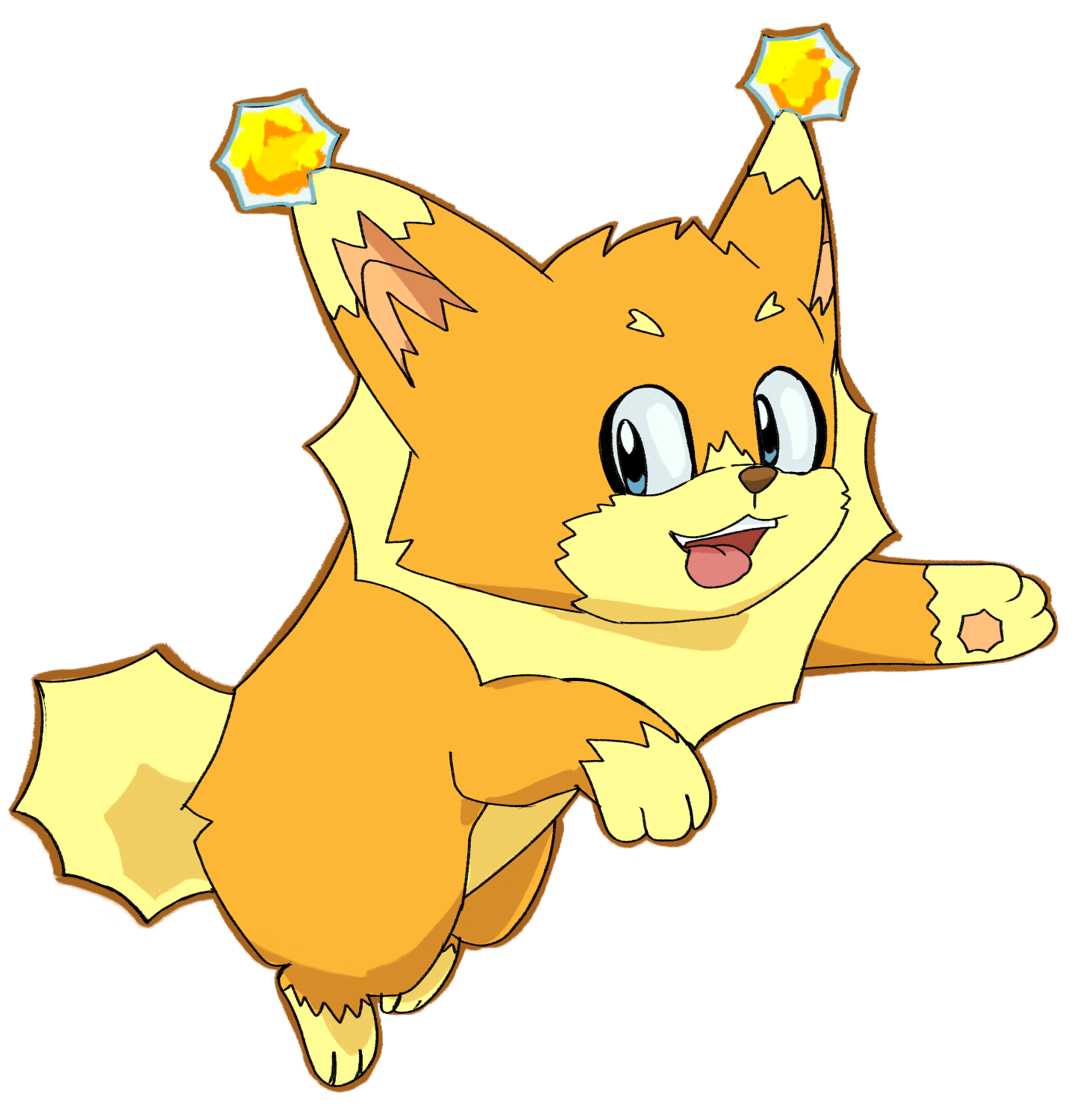 Artwork of Soleon, an orange and yellow sun-themed puppy-like creature.