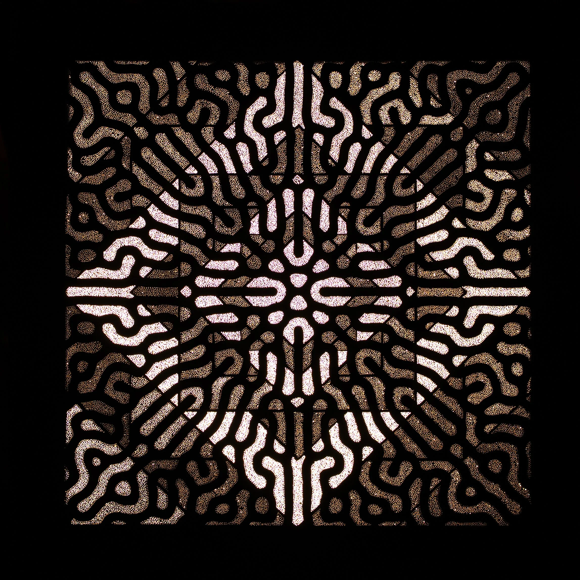 Shakti's Shiva, a Photonic Pointillism Lightwork by contemporary artist Patrick Hüttlinger exploring the balance of feminine and masculine energies through sacred geometry.