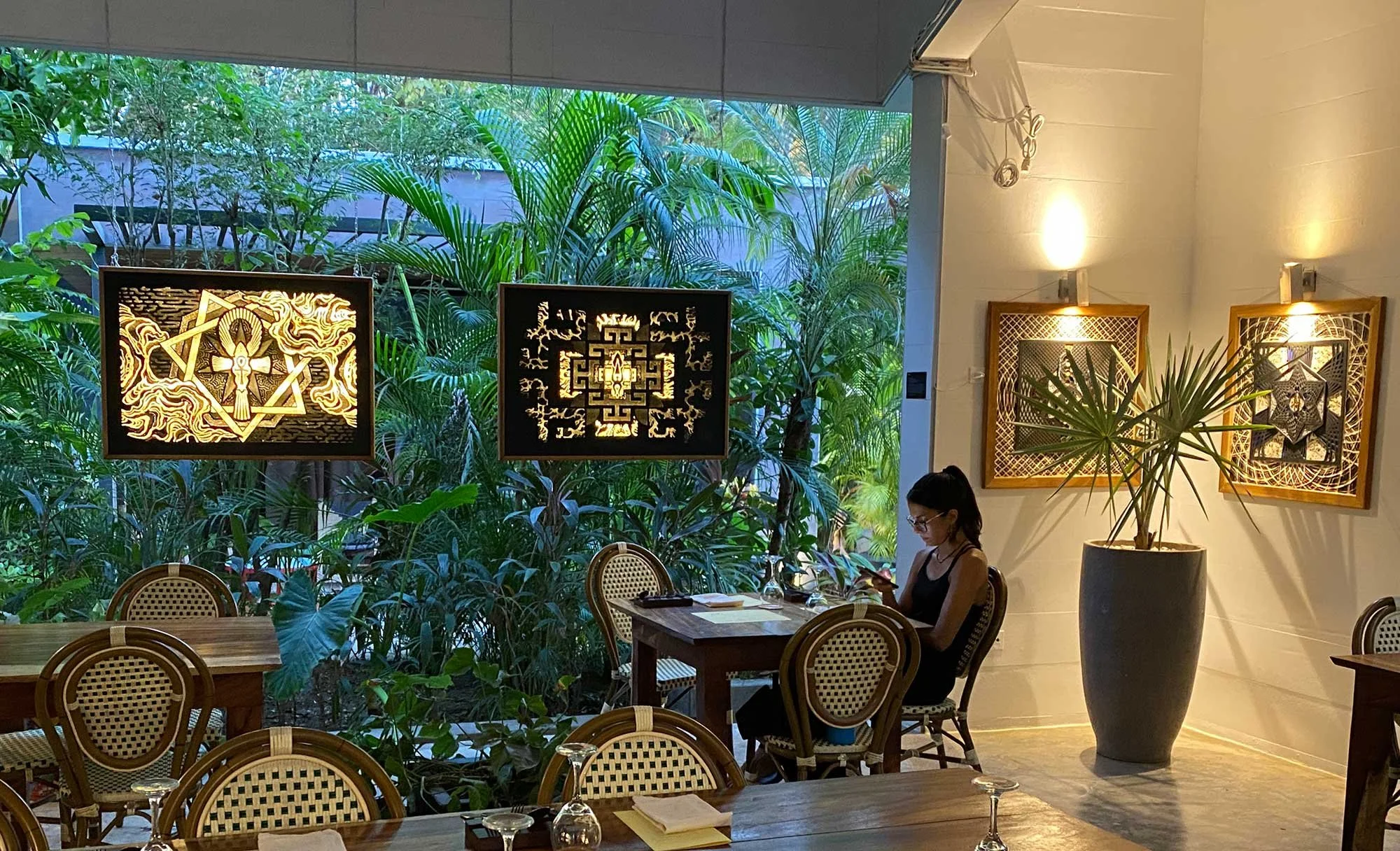 Collection of Photonic Pointillism Lightworks displayed in a living space, illustrating their interaction with architecture, light and everyday life.