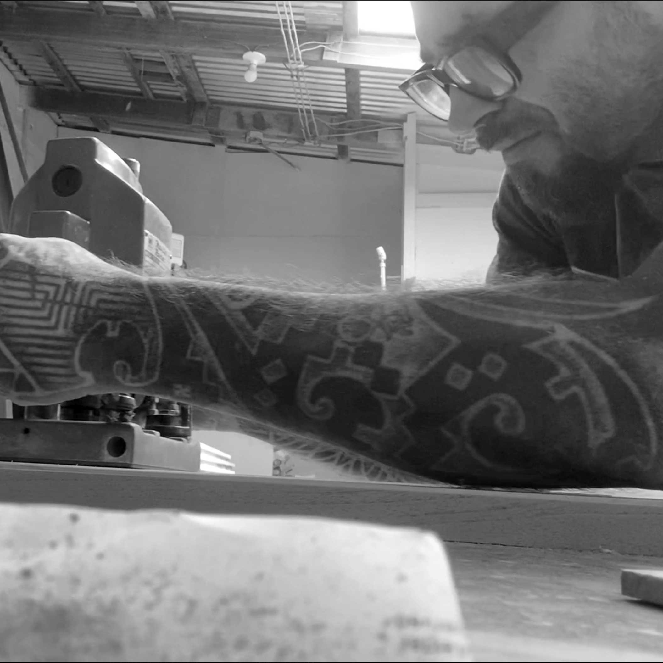 Patrick Hüttlinger handcrafting a Photonic Pointillism Lightwork with meticulous attention to precision, materials and long-term durability.