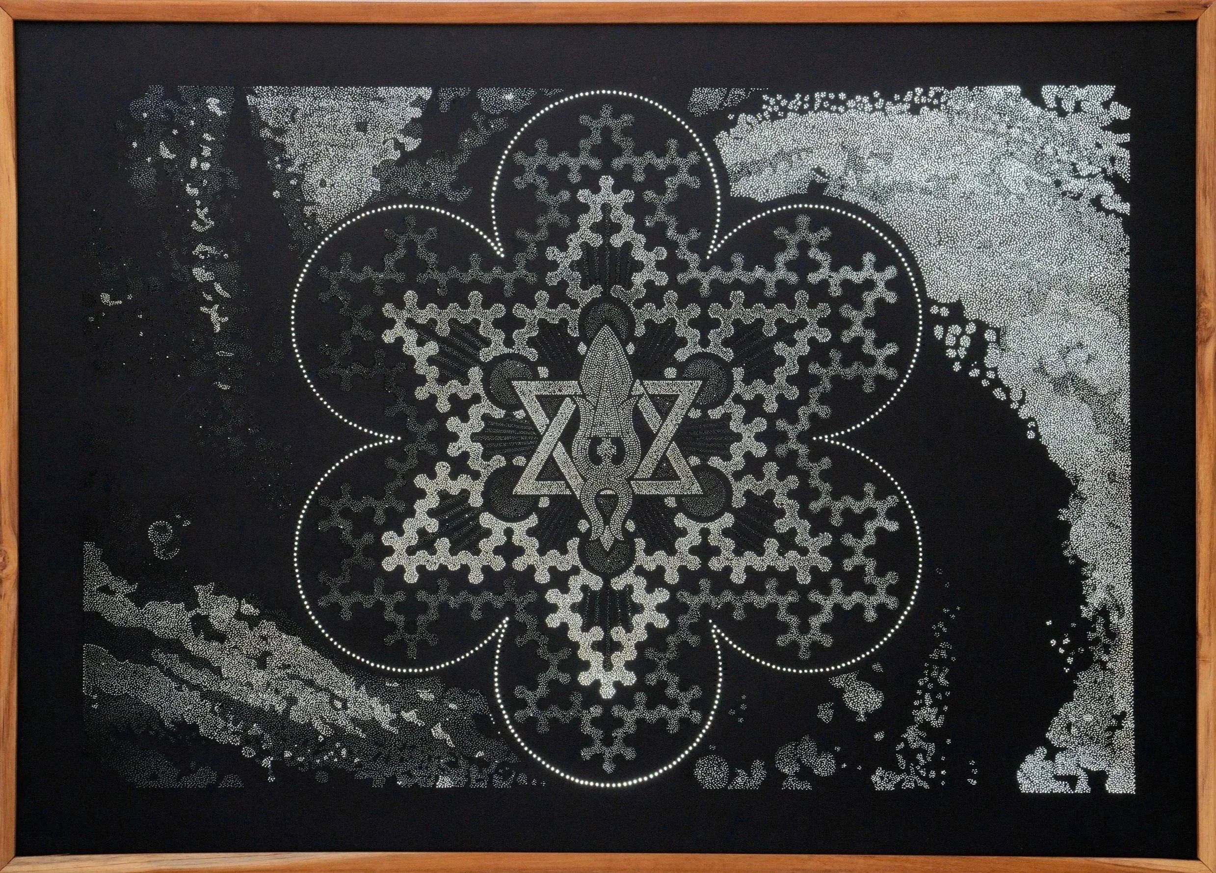Connection, a Photonic Pointillism Lightwork by contemporary artist Patrick Hüttlinger expressing unity, interconnectedness and sacred geometry.