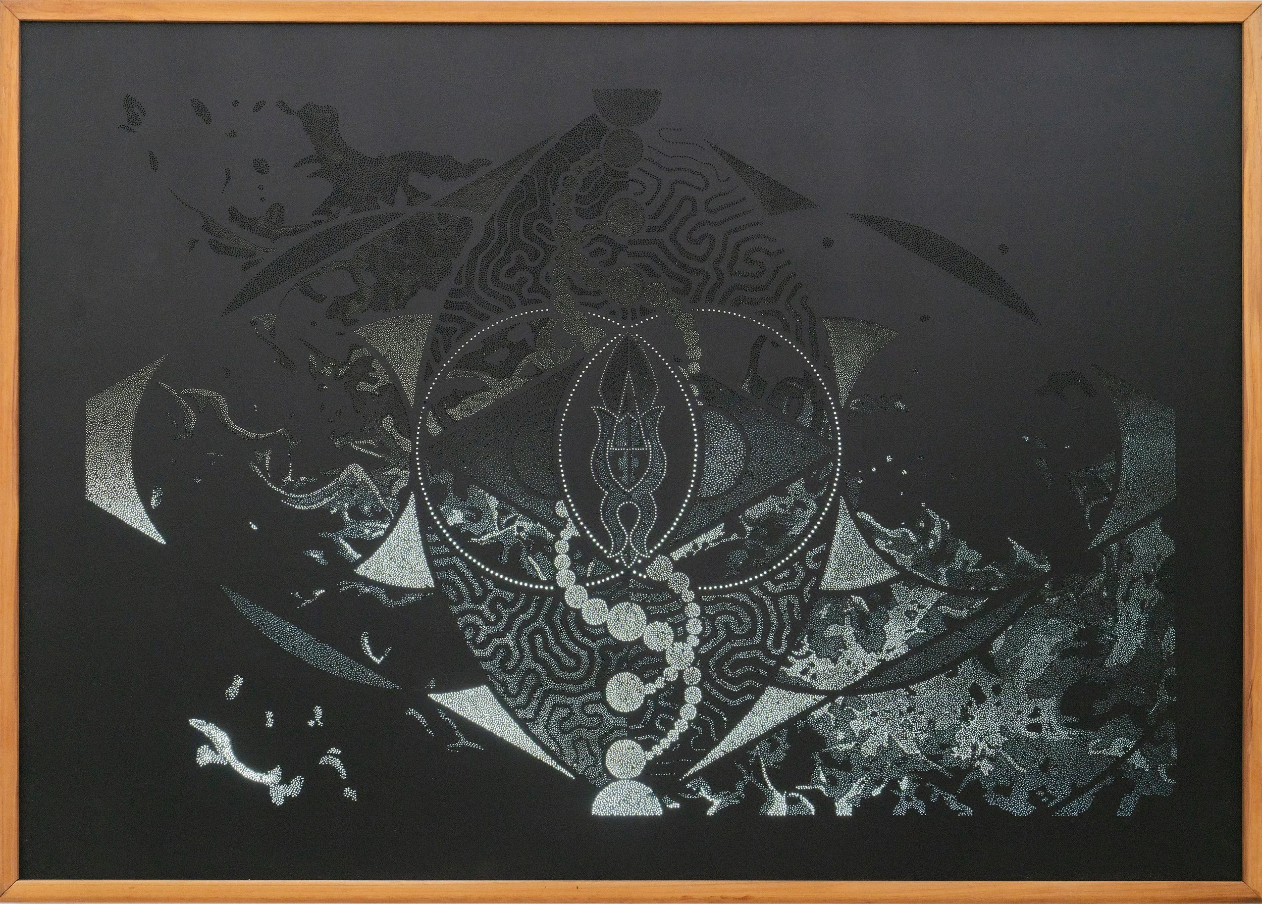 Harmony, a Photonic Pointillism Lightwork by contemporary artist Patrick Hüttlinger expressing balance, symmetry and interconnectedness through sacred geometry.