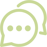 Two overlapping chat bubbles, one behind the other, in light green