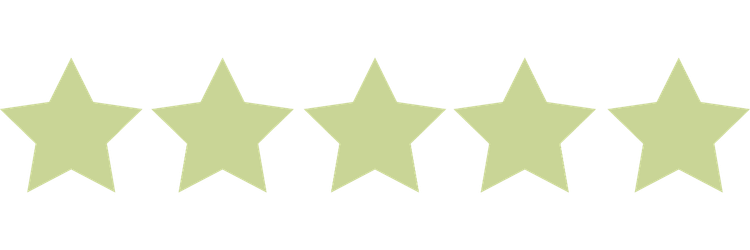 Five light green stars in a row on a black background.