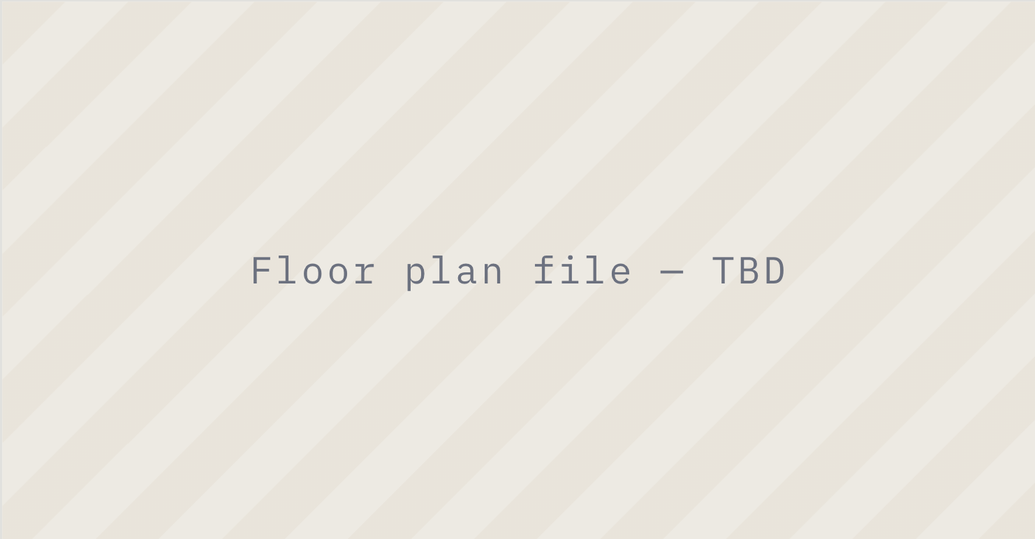 A slide with a beige background and diagonal stripes, displaying the text 'Floor plan file - TBD' in the center.
