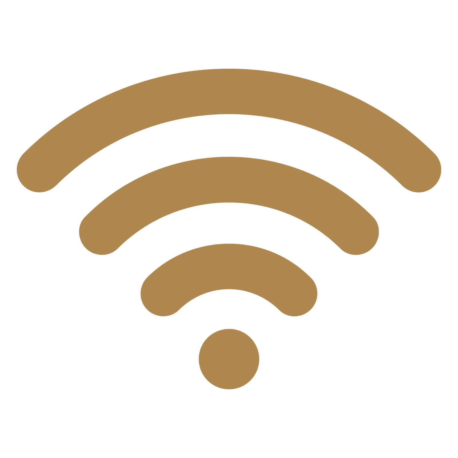A gold Wi-Fi signal icon on a black background.