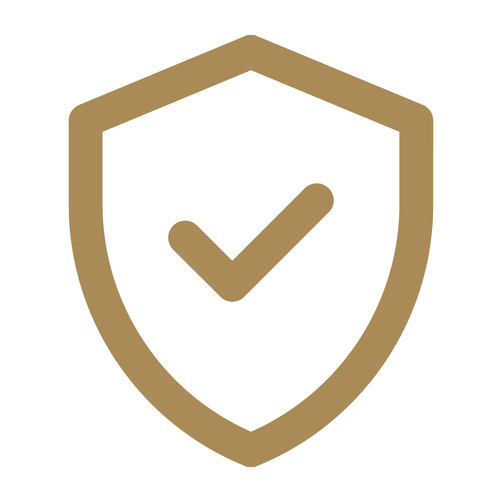 A gold shield with a checkmark inside.