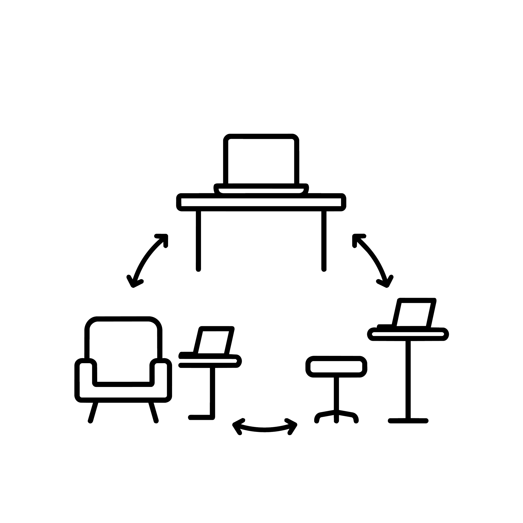 A simple black and white line drawing depicting a computer setup with upward and downward arrows indicating air flow or cooling.