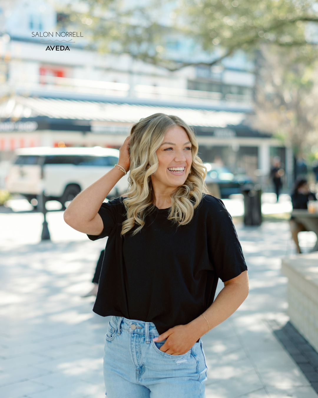 Blonde hair transformation at Salon Norrell Aveda Tampa