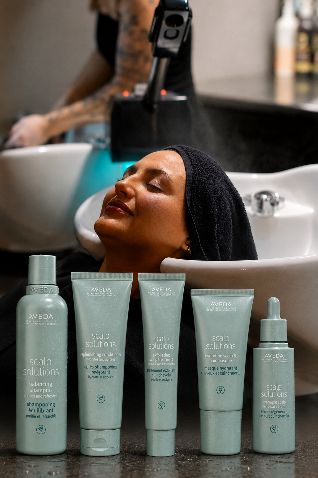 Transform your scalp care routine with the Aveda Scalp Solutions collection. Designed to cleanse, hydrate, exfoliate, and support long-term scalp health for healthier-looking hair.