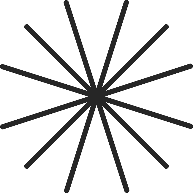 Illustration eines Feuerwerks of orange und weißen Lichtstreifen am schwarzen Himmel.