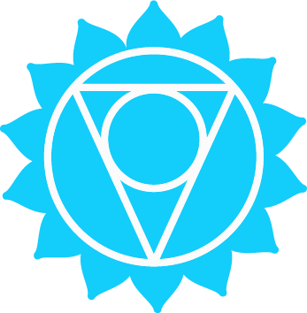 Ein Blaublühender Lotus mit einem transparenten Kreis und einem umrahmenden Dreieck in der Mitte, umgeben von einem Sonnenstrahlen-Rand.