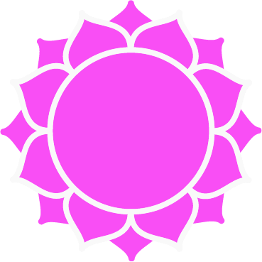 Symbol eines pinken und violetten Mandalas oder lotusähnlichen Designs.
