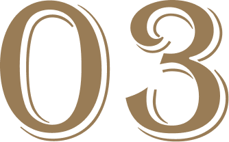The numbers 0 and 3 in large, stylized font with a dark brown color against a black background.