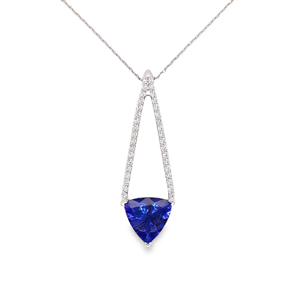 Tanzanite pendant set in platinum with diamond accents