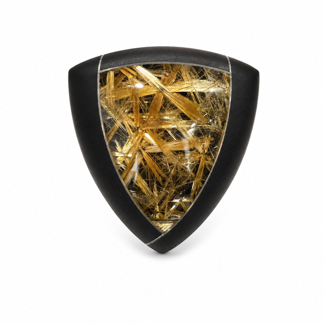 Steven Walters rutilated quartz set in a yellow gold and platinum frame.