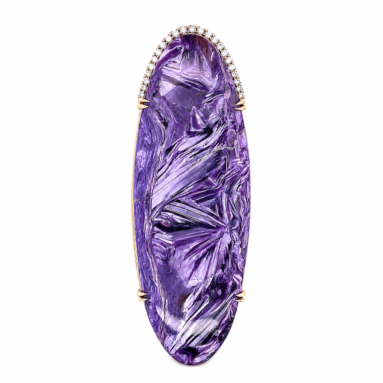 Charoite set in 18kt Yellow Gold and Diamonds.