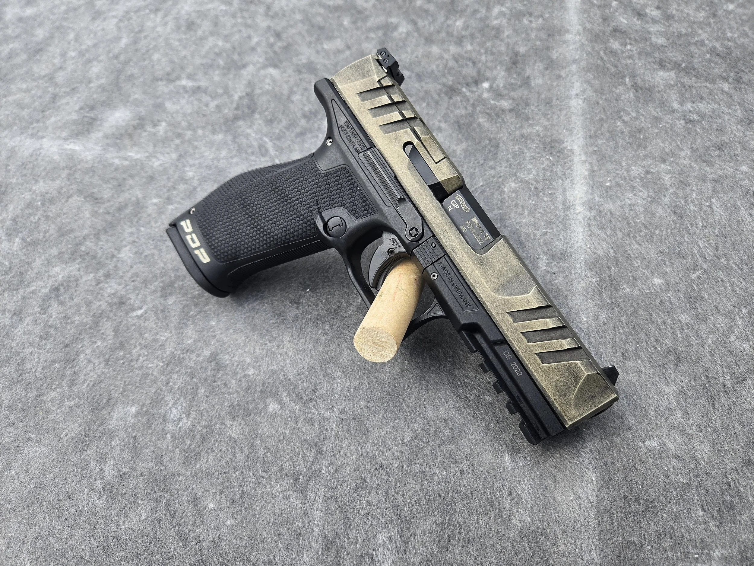 Distressed Pistol Slide Example - $125