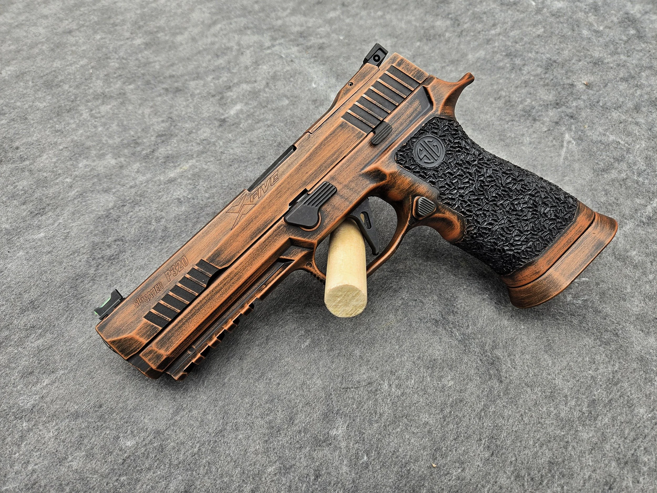 Distresses Pistol Slide+Frame+Magwell+Stippling Example - $360