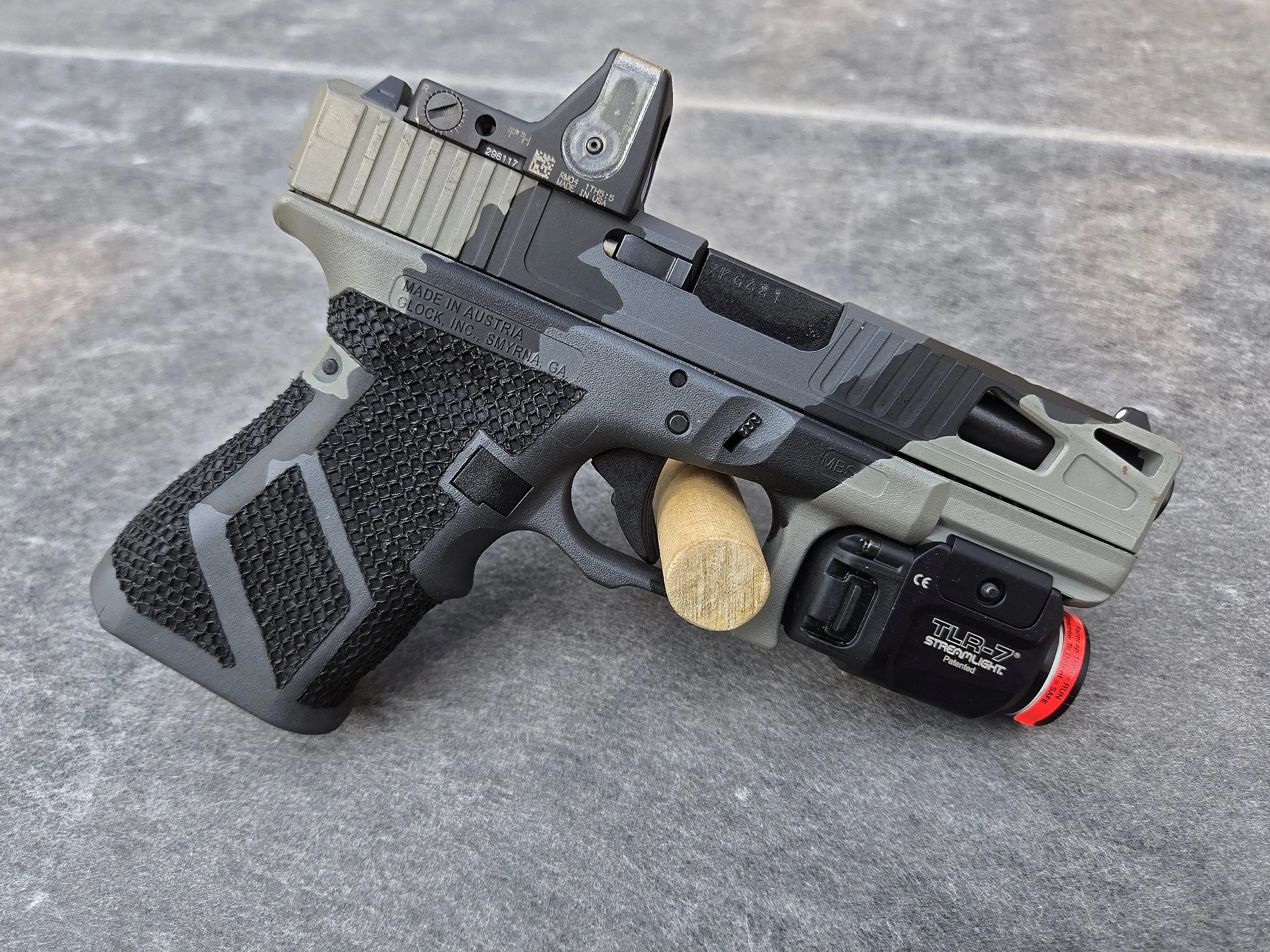 3 Color Pistol Slide+Frame+Oraganized Artistic Layout Stippling Example - $475