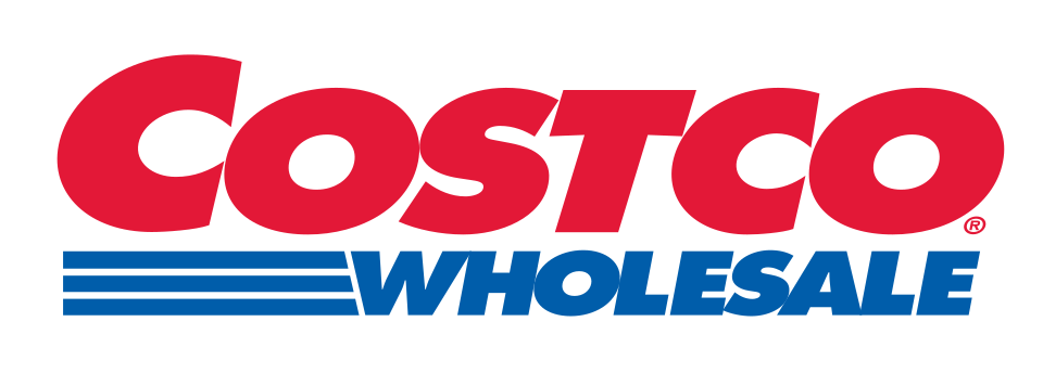 Costco Wholesale logo with red and blue text and design elements.