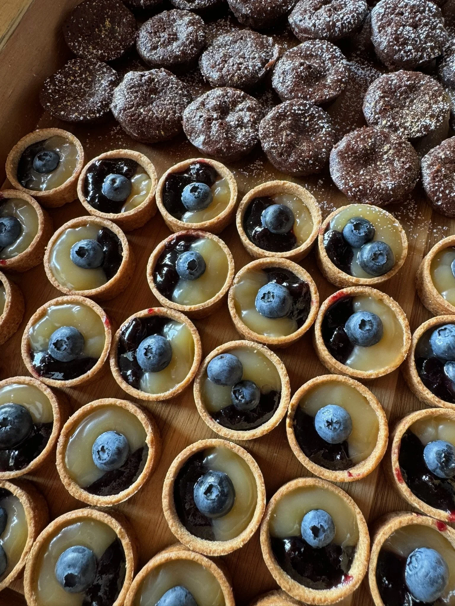 Mini Flourless Chocolate Torte and Blueberry Lemon Tartlettes