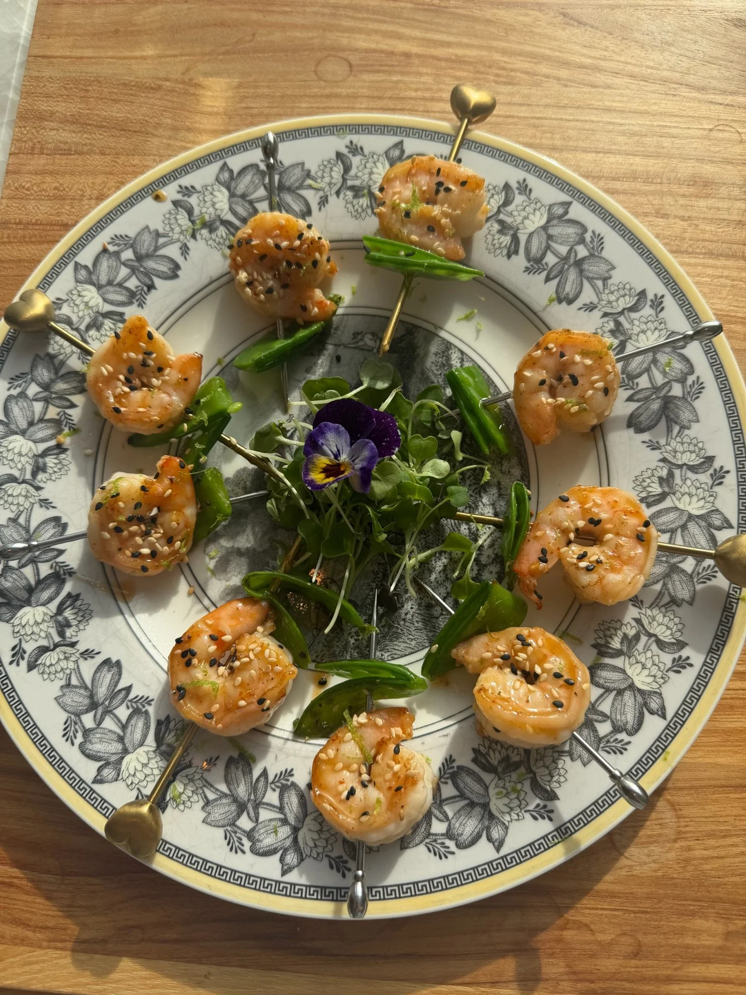 Shrimp and Snow Pea Passed Appetizer