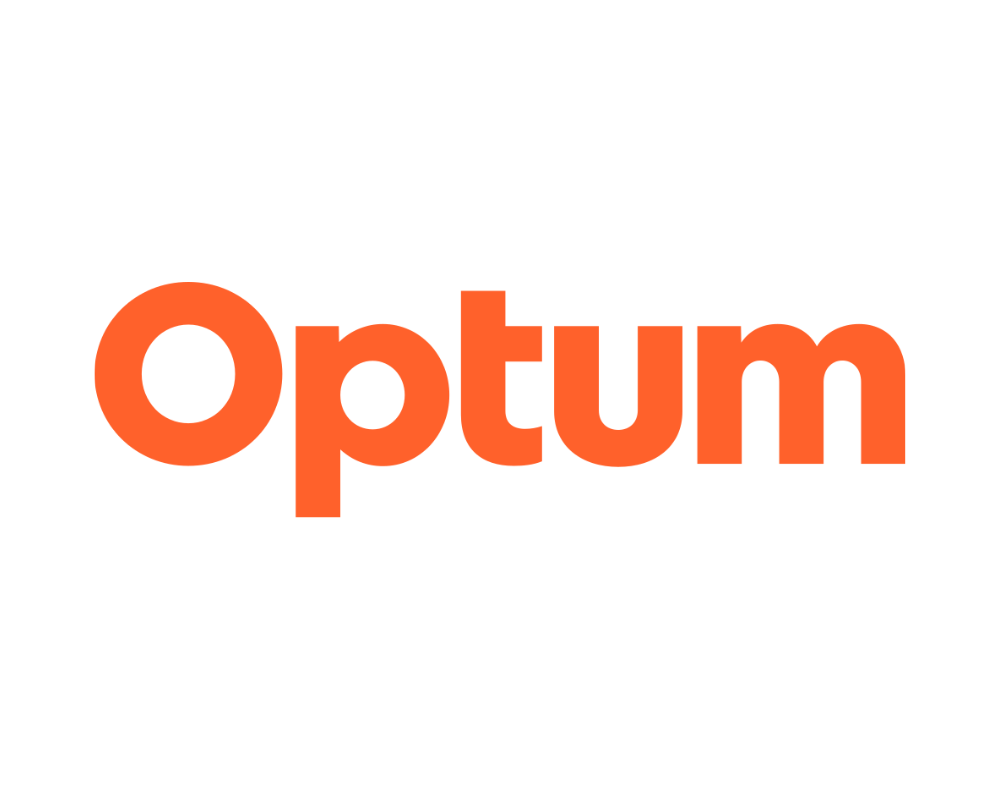 Optum logo in black and orange colors
