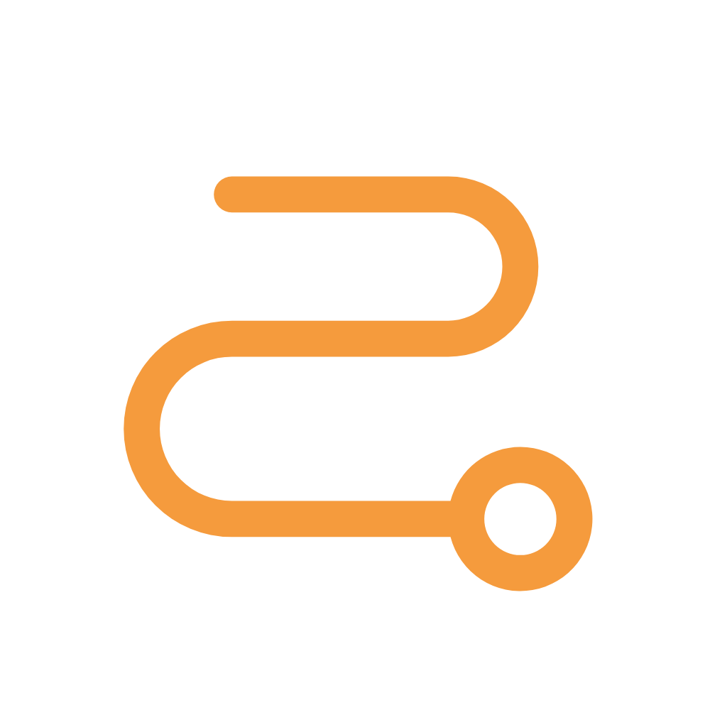 Orange outline of a path.
