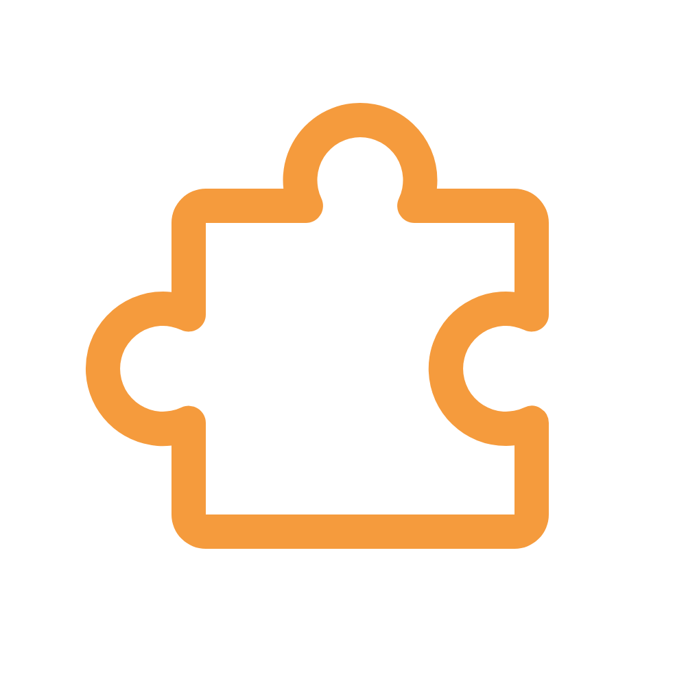 Outline of a jigsaw puzzle piece in orange color.