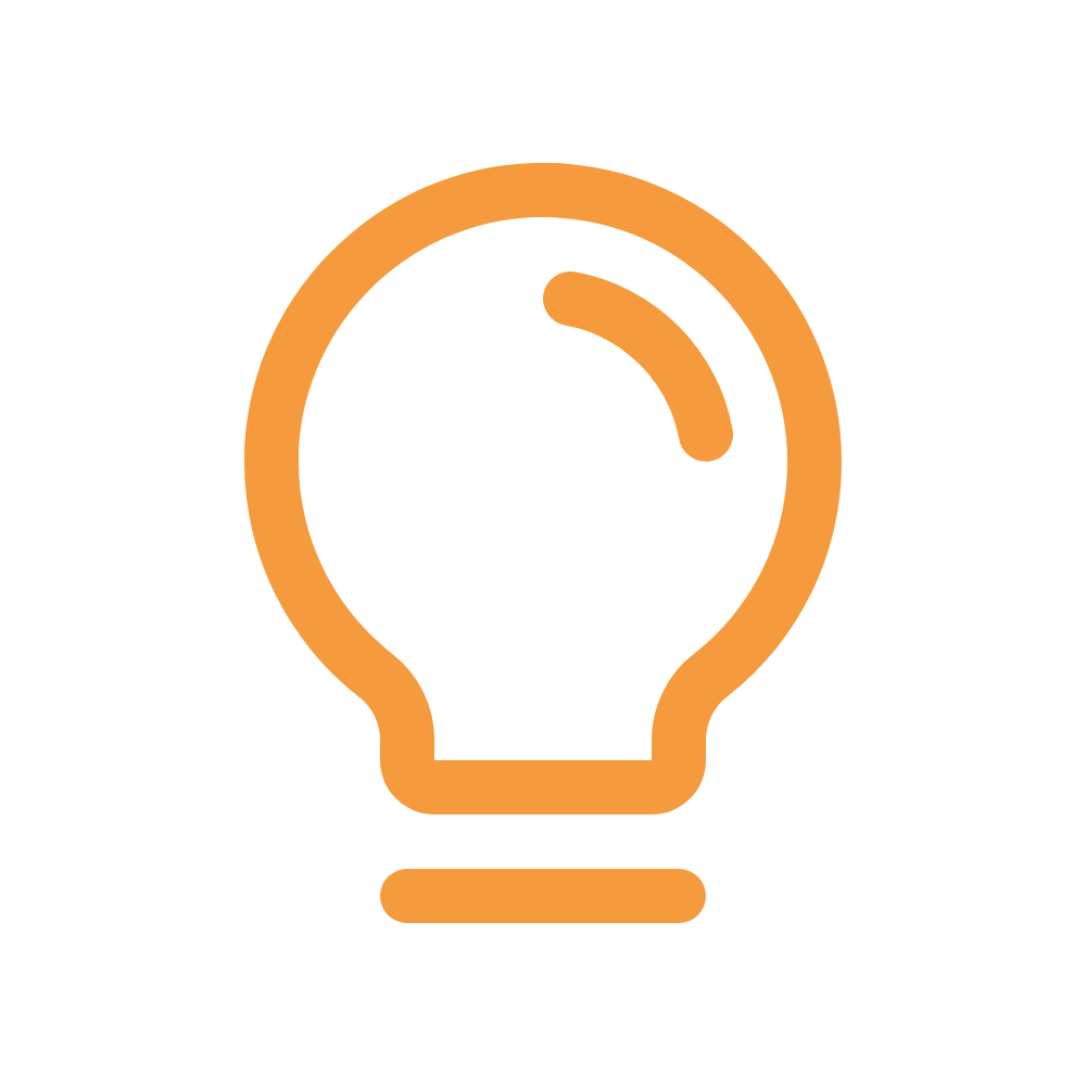 Orange lightbulb icon.
