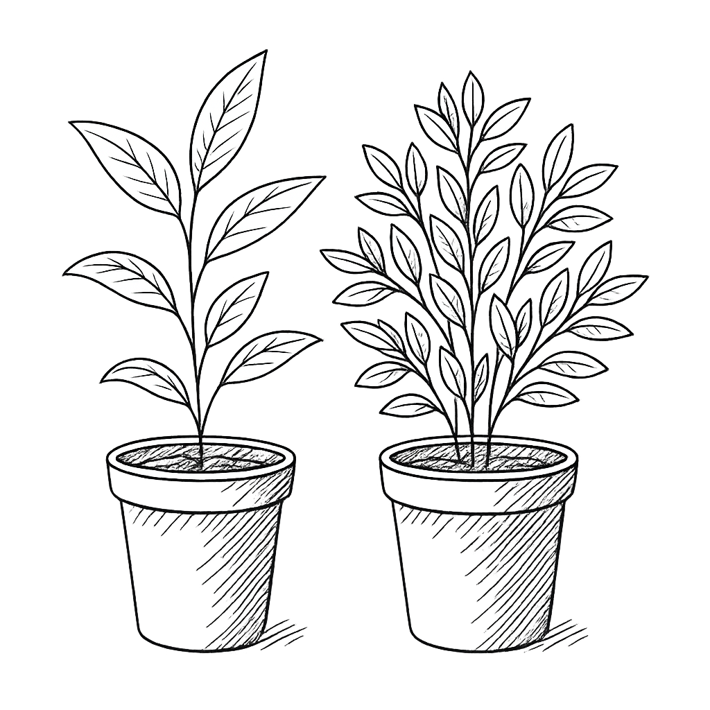 Sketch of plants in pots