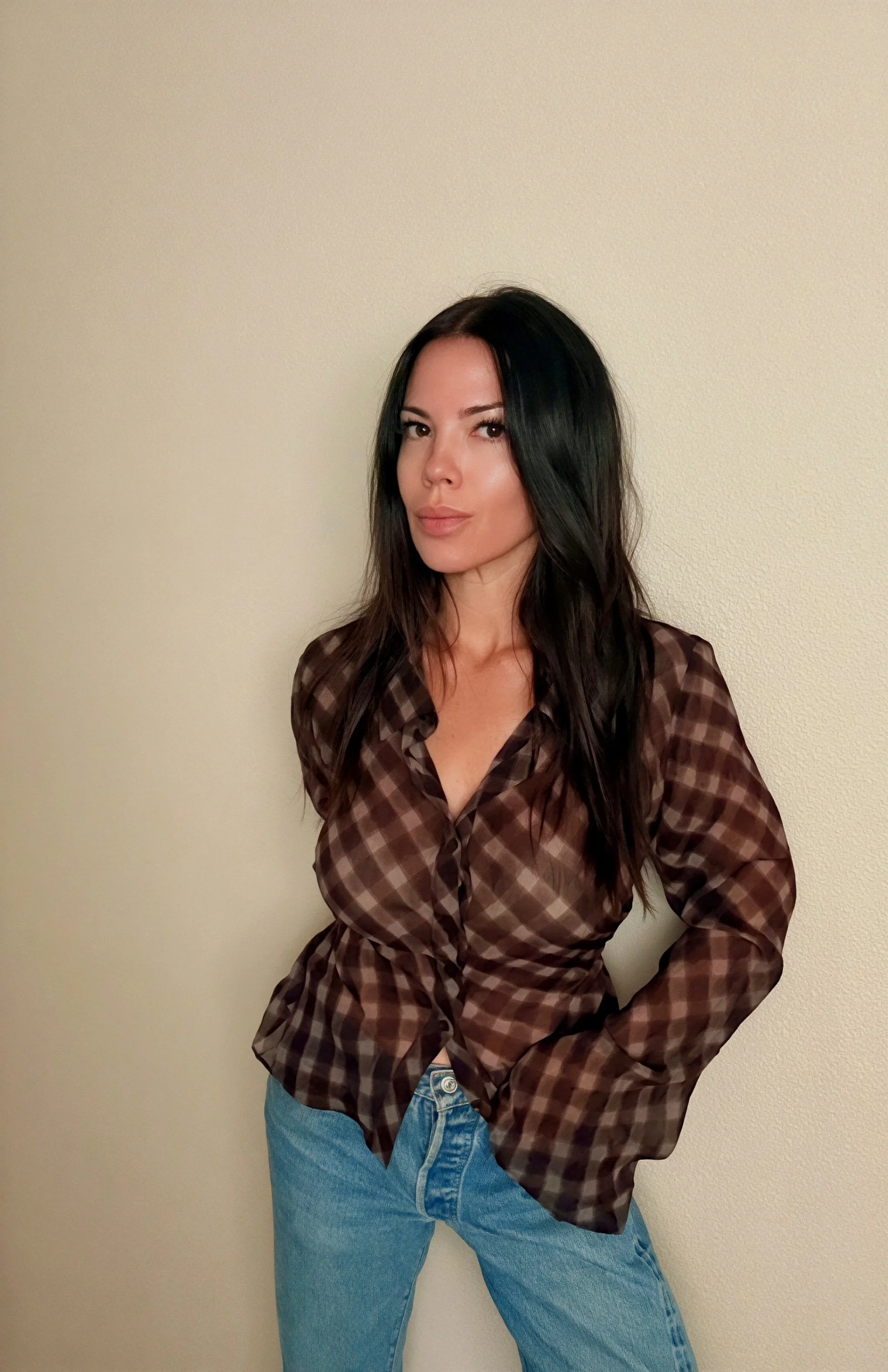 Sheer tie-up blouse