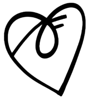 Black heart outline drawing on a black background.