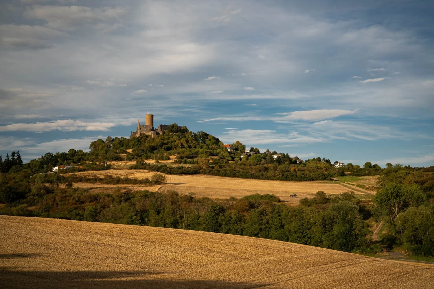 Gießen, castle Vetzberg during golden hour.
