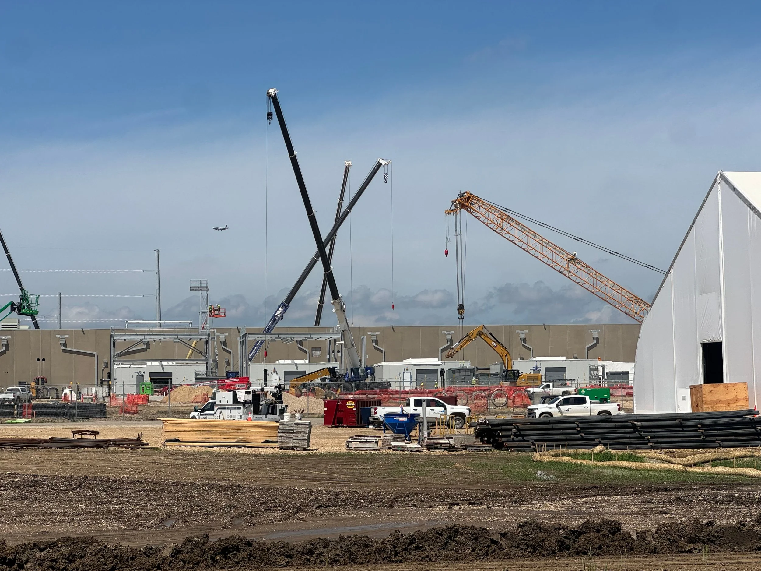 Construction worksite for a data center in Cedar Rapids, Iowa