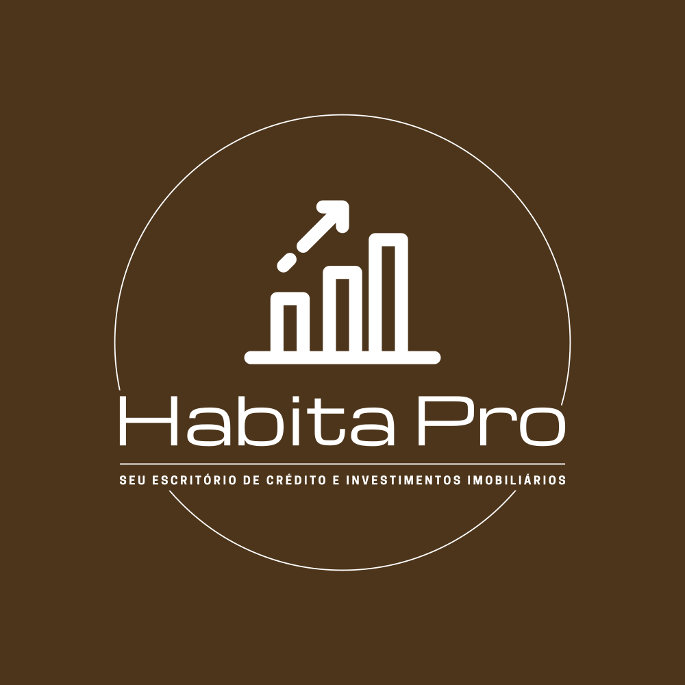 Logo com gráfico de barras ascendente e texto 'Habita Pro' e 'Seu escritório de crédito e investimentos imobiliários'.