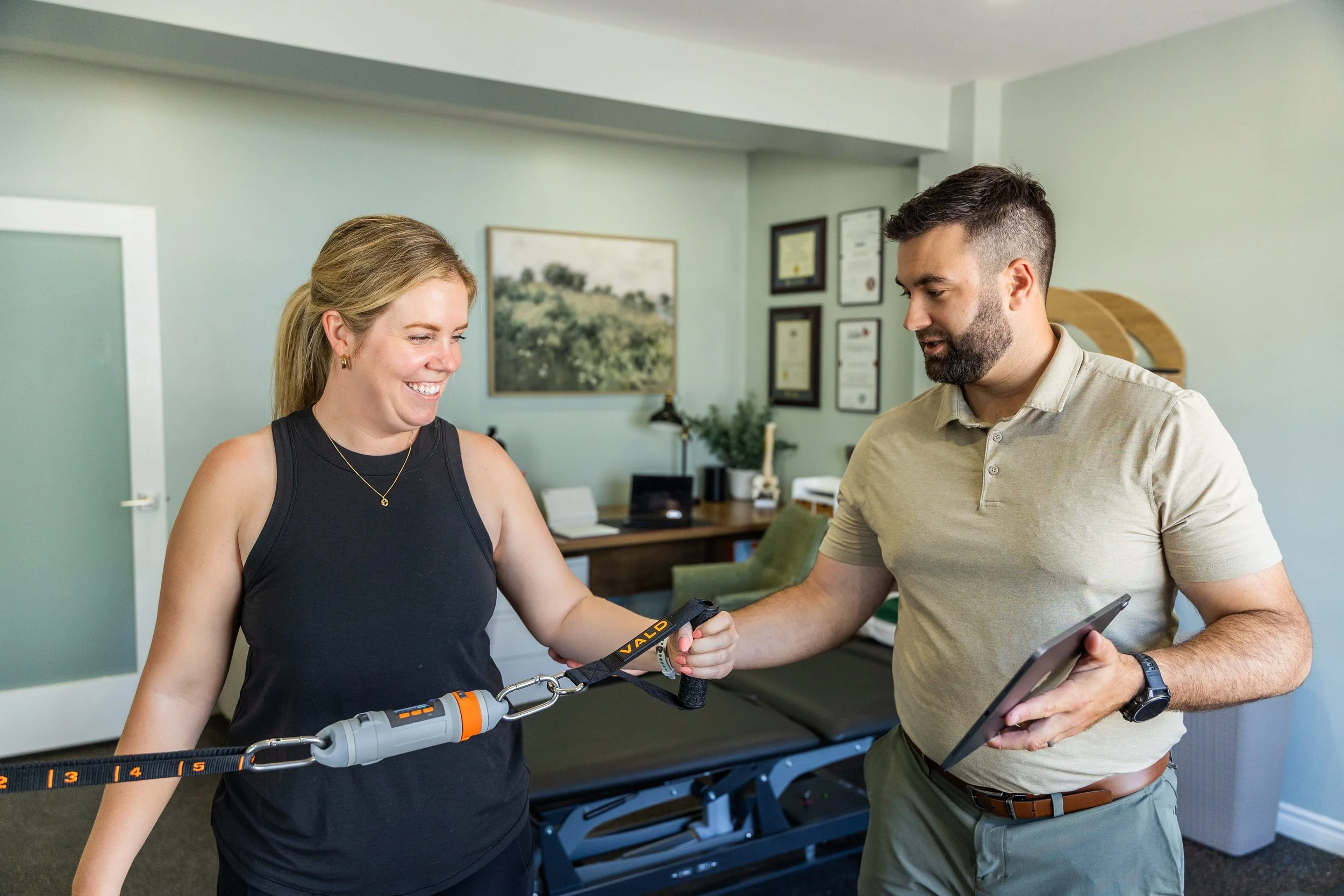 Daniel Muise conducting a one-on-one physiotherapy assessment at Muise Physiotherapy Charlottetown PEI