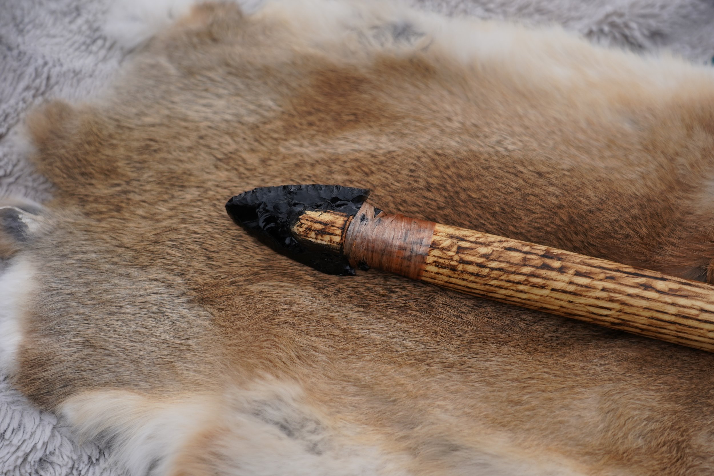 Obsidian Spear tip on oak dowel