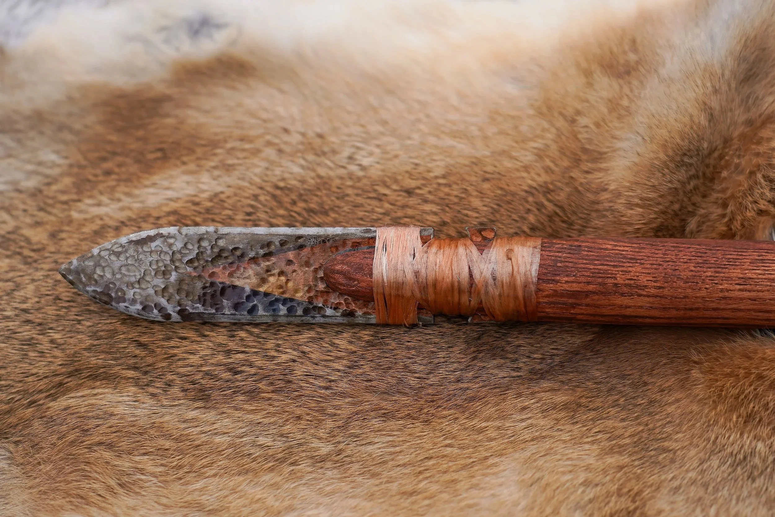 Metal tipped spear on oak dowel