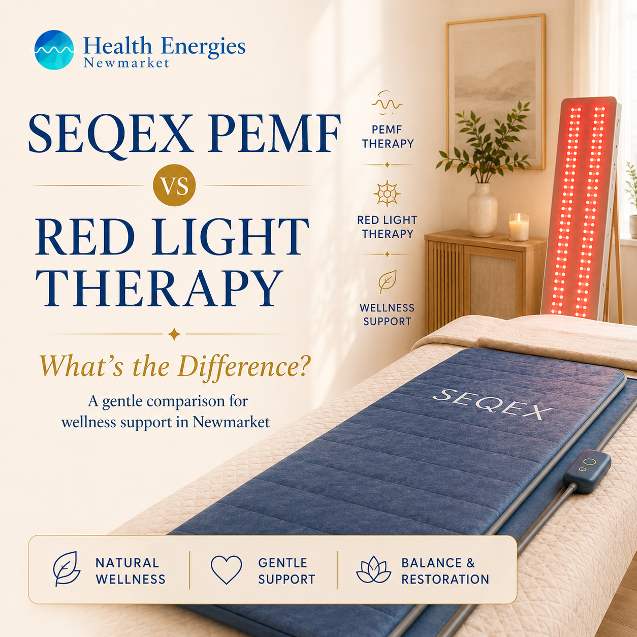 SEQEX PEMF vs Red Light Therapy: What’s the Difference?